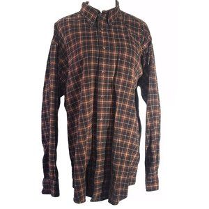 Men's Nautica Plaid Flannel Brown Orange White XL